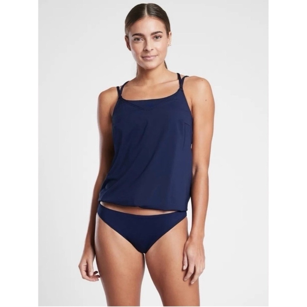 Athleta Seascape Tankini Swim Tank UPF 50+ Blue Beach Vacation 32 B/C New